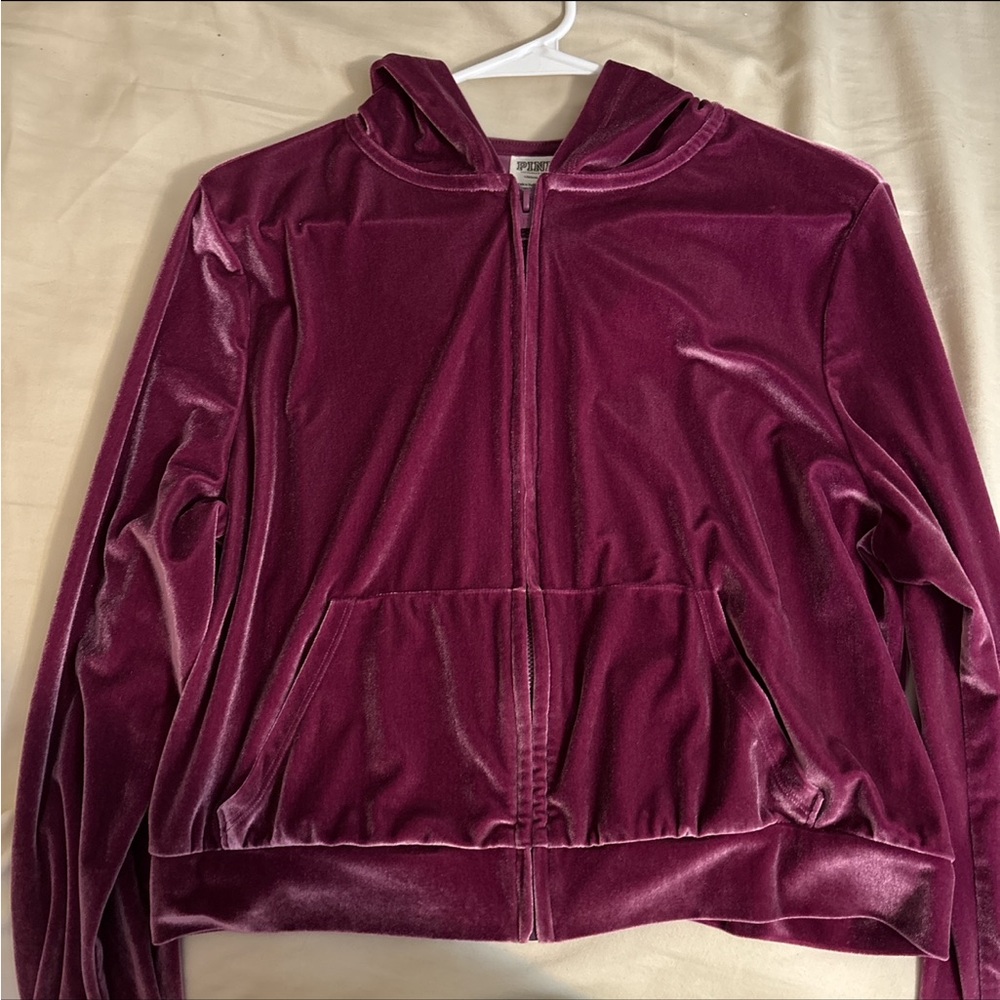 PINK Victoria's Secret Velvet Hoodie in Deep Pink